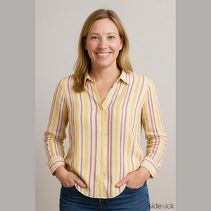 LOFT Poplin Blouse Women Small Tailored Y2k Petite Stripe cotton Vneck Boho Twee